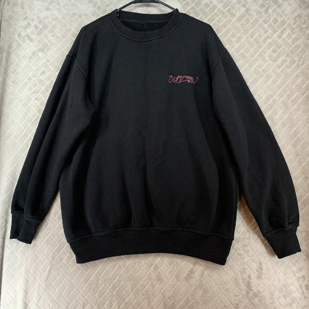 Sweatshirt Womens XL Black Embroidered Gem Logo Pullover Classic Relaxed Fit